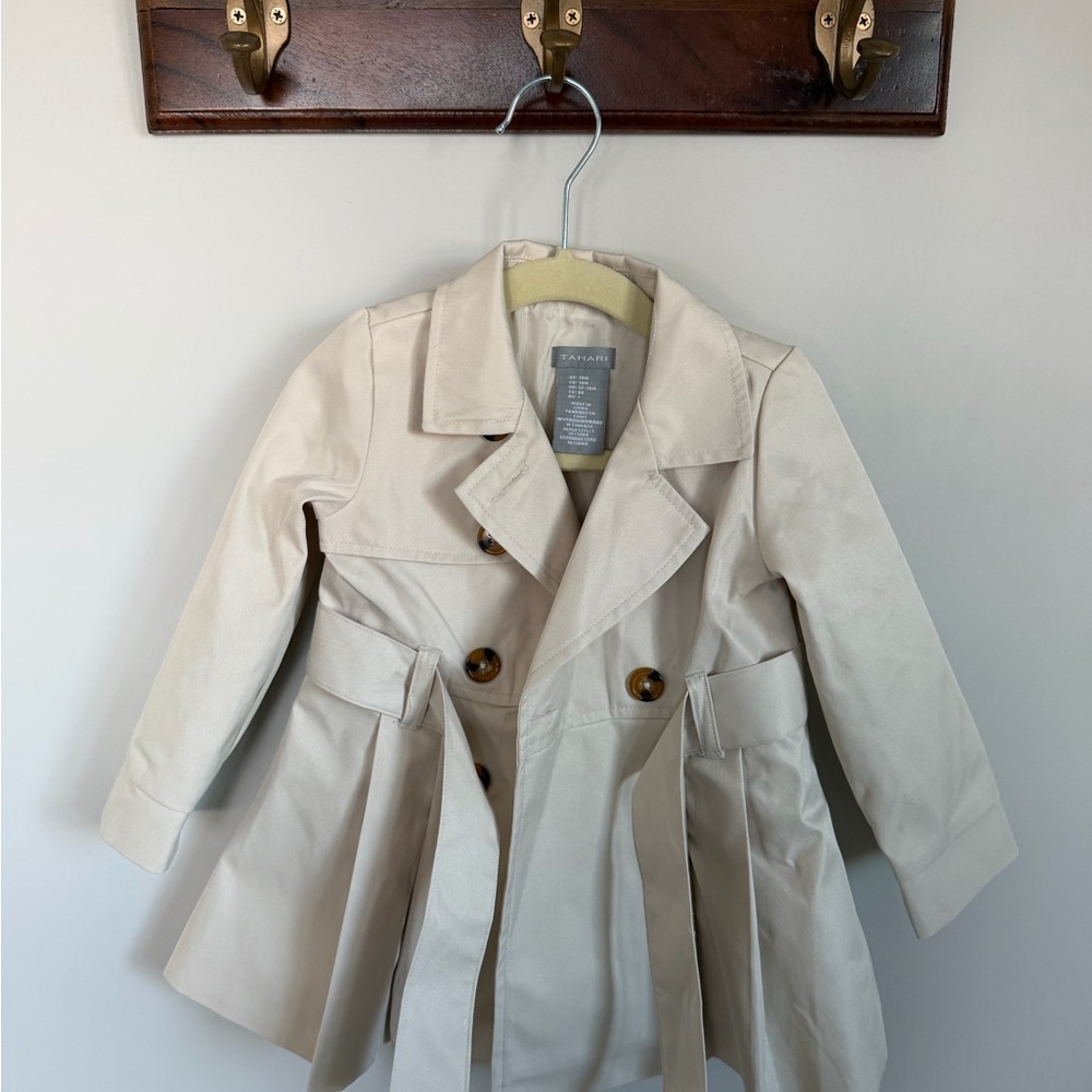 Tahari Kids Beige Double-Breasted Raincoat